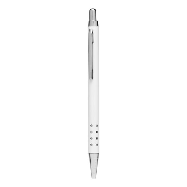 Mosiężny długopis BUDAPEST, biały błyszczący-3099843