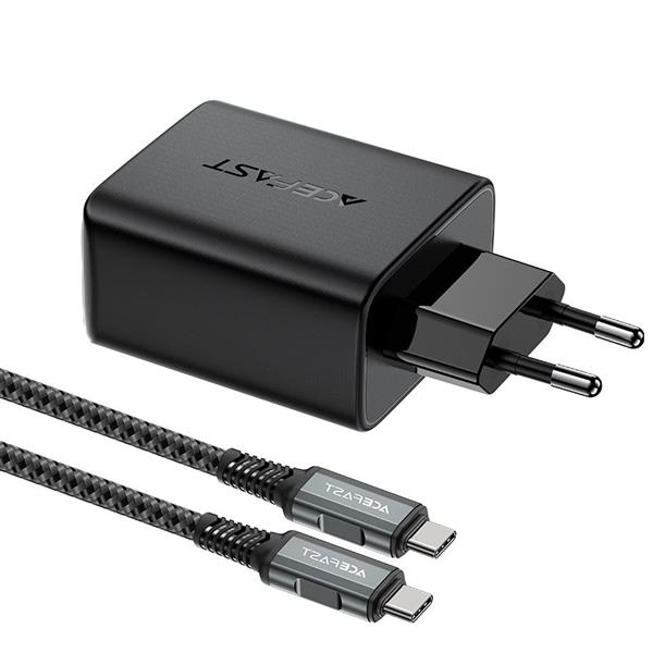 Acefast 2w1 ładowarka sieciowa GaN 65W USB Typ C / USB, adapter przejściówka HDMI 4K@60Hz (zestaw z kablem) czarny (A17 black)-2380735