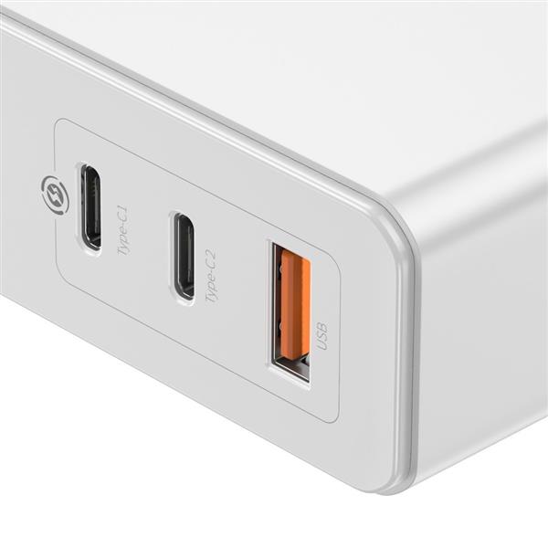 Baseus GaN Mini szybka ładowarka 2x USB Typ C / USB 120 W Power Delivery 3.0 Quick Charge 4+ SCP FCP AFC + kabel USB Typ C (100 W - 20V / 5 A 1 m) biały (CCGAN-J02)-2185978