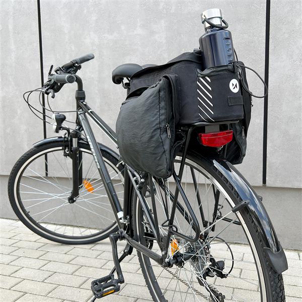 Wozinsky torba rowerowa na bagażnik z paskiem na ramię 9l (pokrowiec przeciwdeszczowy w zestawie) czarny (WBB22BK)-2379234