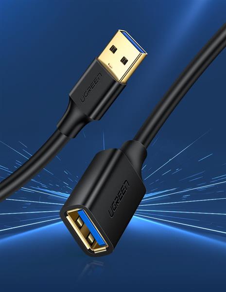 Ugreen kabel przewód przedłużacz przejściówka USB 3.0 (żeński) - USB 3.0 (męski) 1m czarny (10368)-3122645