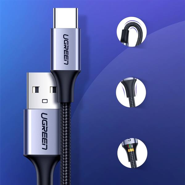 Ugreen kabel przewód USB - USB Typ C Quick Charge 3.0 3A 0,5m szary (60125)-3101385