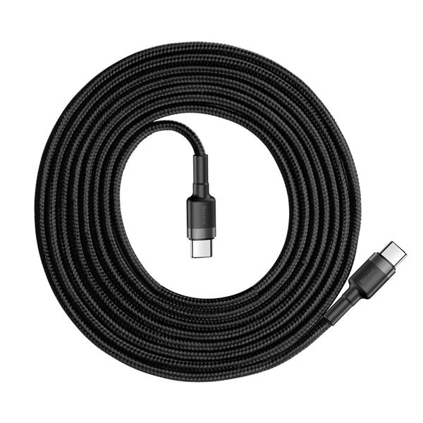 Baseus Cafule Cable wytrzymały nylonowy kabel przewód USB-C PD / USB-C PD PD2.0 60W 20V 3A QC3.0 2M czarno-szary (CATKLF-HG1)-2142044