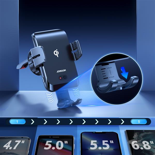 Joyroom automatyczny elektryczny uchwyt samochodowy na kratkę wentylacyjną nawiew z ładowarką bezprzewodową Qi 15W (JR-ZS214)-2418662