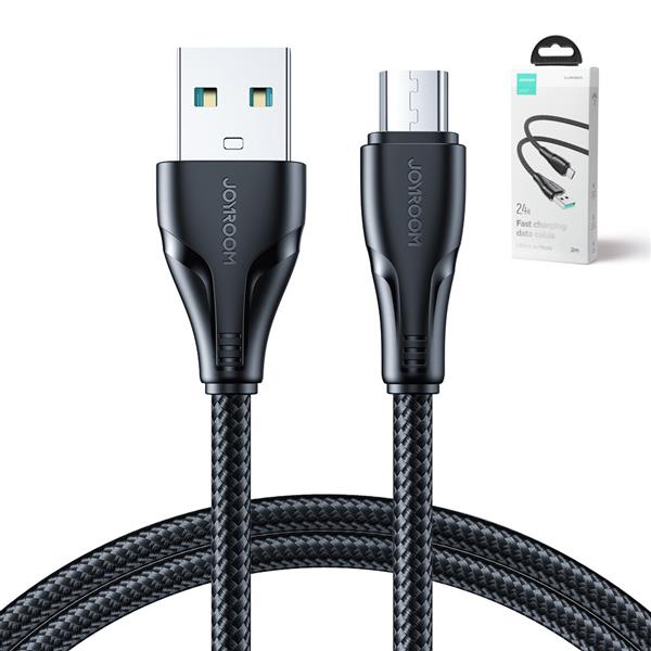Joyroom kabel USB - micro USB 2.4A Surpass Series do szybkiego ładowania i transferu danych 2 m czarny (S-UM018A11)-2967717