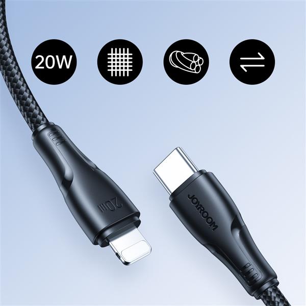 Joyroom kabel USB C - Lightning 20W Surpass Series do szybkiego ładowania i transferu danych 0,25 m czarny (S-CL020A11)-2968482
