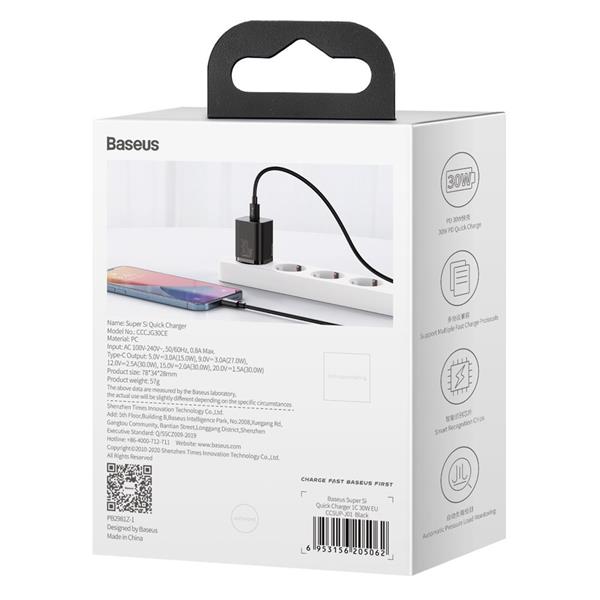 Baseus Super Si 1C szybka ładowarka USB Typ C 30W Power Delivery Quick Charge czarny (CCSUP-J01)-2207878