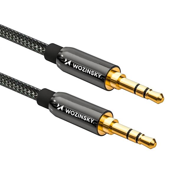 Wozinsky uniwersalny kabel mini jack 2x kabel AUX 2 m czarny-2963329