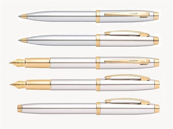 9340 Zestaw (pióro wieczne i długopis) Sheaffer kolekcja 100, chrom, wykończenia w kolorze złotym-3040236