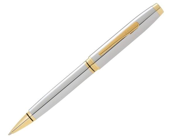 Długopis Cross Coventry chromowany, elementy w kolorze złotym-3039893