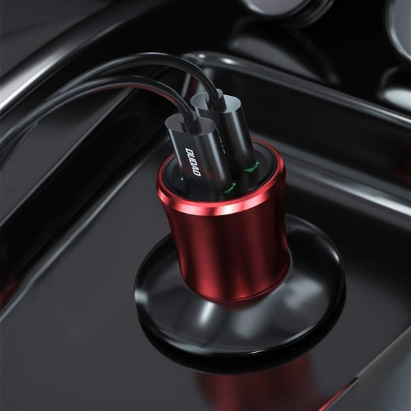 Dudao 3,4A inteligentna ładowarka samochodowa 2x USB czerwony (R6S red)-2159309