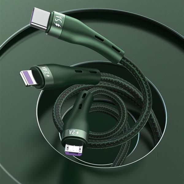 Proda Quark pro 3w1 kabel USB - Lightning / USB Typ C/ micro USB 5A 1,2m czarny (PD-B59th)-2205294