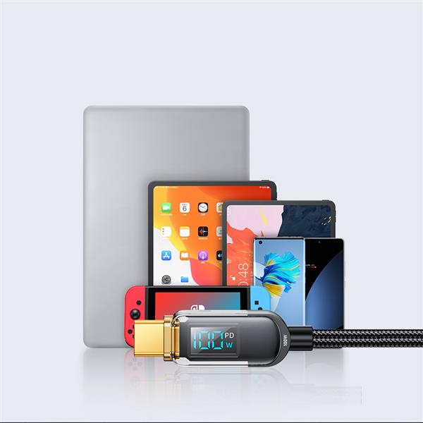 Joyroom kabel USB C – USB C 100W do szybkiego ładowania i transferu danych 1,2 m czarny (S-CC100A4)-2966907