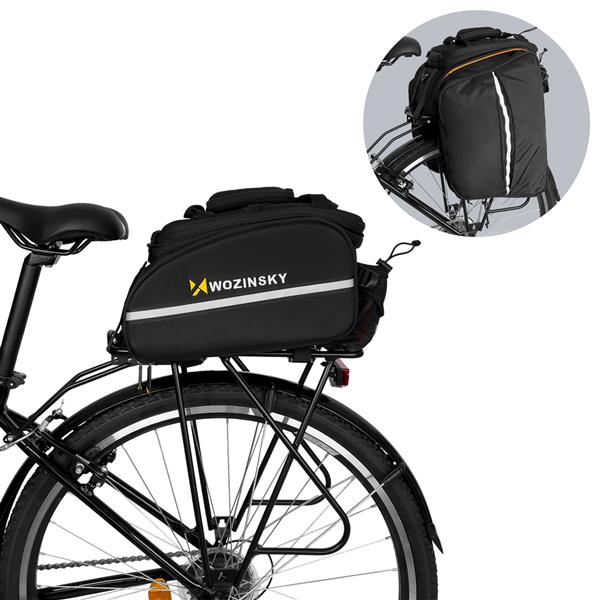 Wozinsky duża torba rowerowa na bagażnik 35l + pokrowiec przeciwdeszczowy czarny (WBB19BK)-2168606