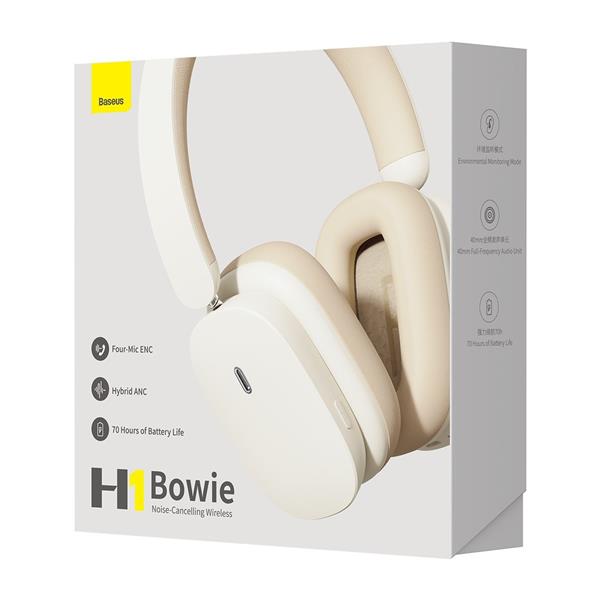 Baseus Bowie H1 słuchawki bezprzewodowe Bluetooth 5.2 ANC biały (NGTW230002)-2404087