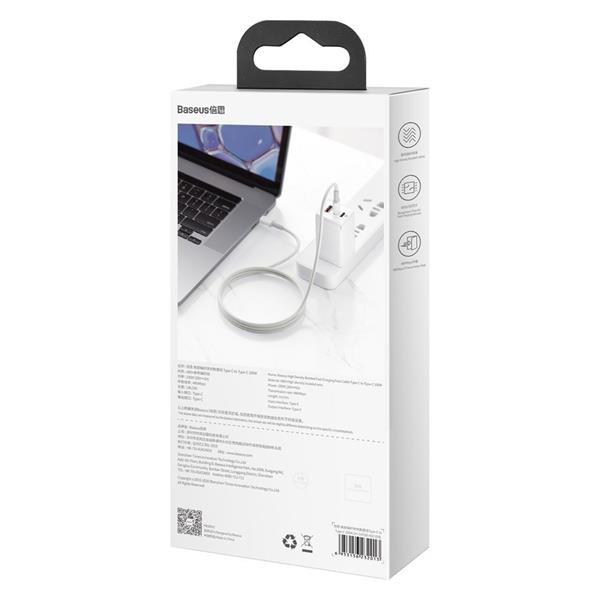 Baseus kabel USB Typ C - USB Typ C szybkie ładowanie Power Delivery Quick Charge 100 W 5 A 2 m biały (CATGD-A02)-2171182