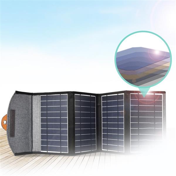 Choetech rozkładana podróżna ładowarka solarna słoneczna fotowoltaiczna 22W 2x USB 5V / 2,4A / 2,1A panel słoneczny (82 x 24 cm) czarny (SC005)-2218685