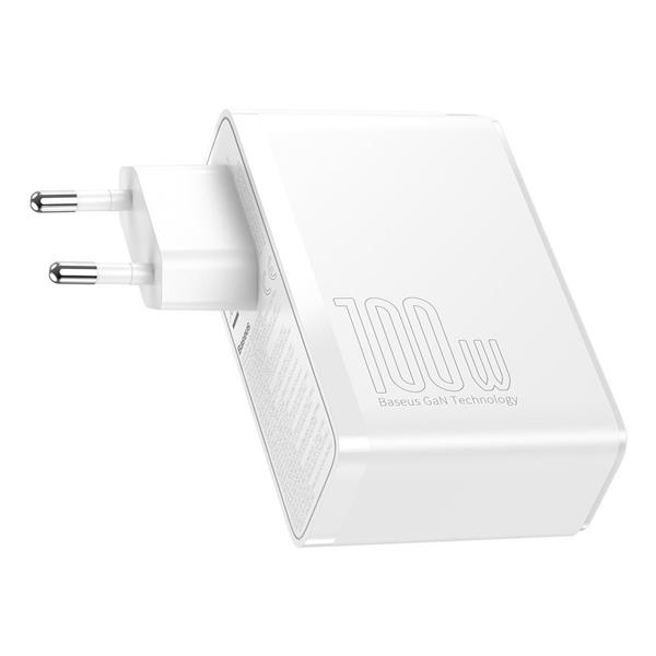 Baseus GaN2 Pro szybka ładowarka sieciowa 100W USB / USB Typ C Quick Charge 4+ Power Delivery biały (CCGAN2P-L02)-2190562