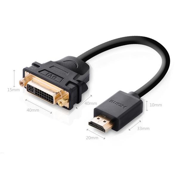 Ugreen kabel przewód adapter przejściówka DVI 24+5 pin (żeński) - HDMI (męski) 22 cm czarny (20136)-2170144