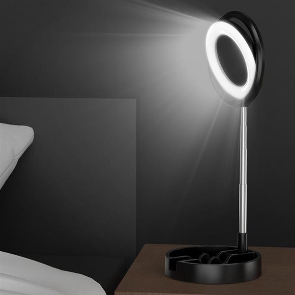 Lampa LED Ring Flash statyw zestaw do nagrywania live streaming filmów YouTube TikTok Instagram uchwyt na telefon do selfie lampa pierścieniowa czarny (1TMJ black)-2187056