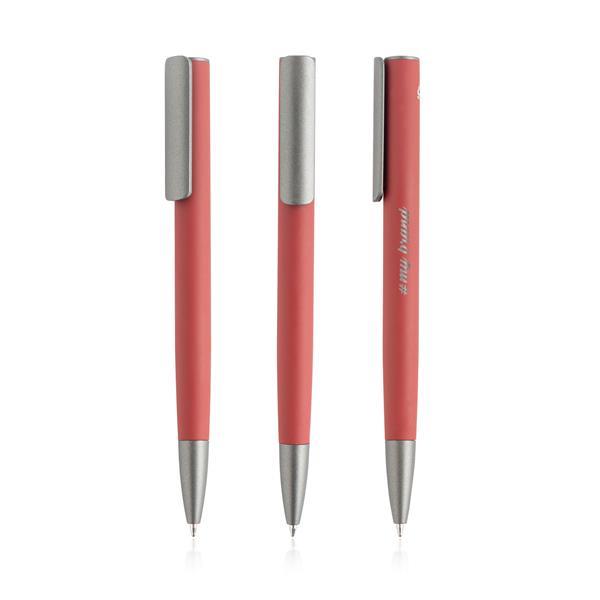 Aluminiowy długopis z recyklingu z bambusowym detalem-3182923