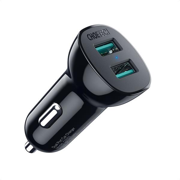 Choetech ładowarka samochodowa 2 x USB Quick Charge 3.0 30W 2,4A czarna (C0051)-2218742