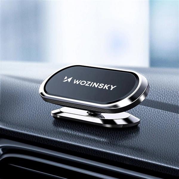 Wozinsky samoprzylepny magnetyczny uchwyt samochodowy 360 na deskę rozdzielczą srebrny (WMH-06)-2379101