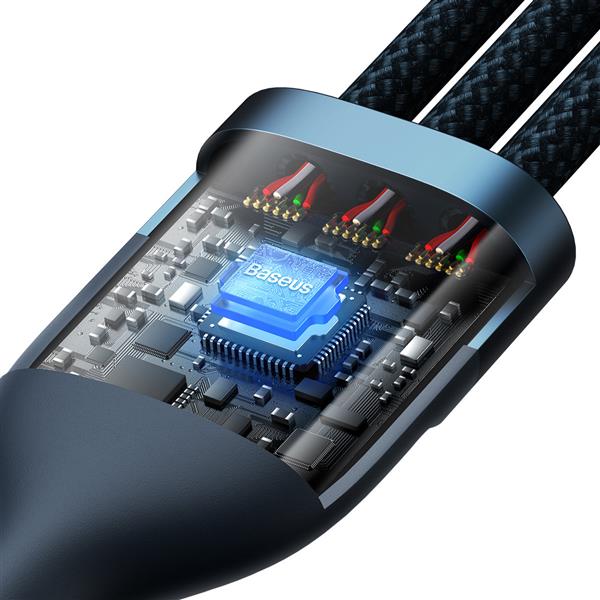 Baseus Flash Series II kabel USB - USB Typ C / Lightning / micro USB 100 W 1,2 m niebieski (CASS030003)-2390861