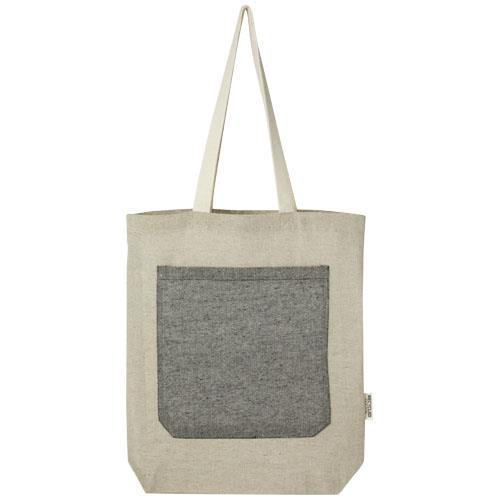 Pheebs torba na zakupy o pojemności 9 l z bawełny z recyklingu o gramaturze 150 g/m2 i z przednią kieszenią-2372586