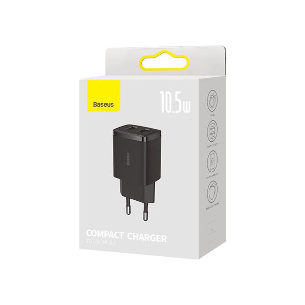 Baseus Compact ładowarka sieciowa 2x USB 10.5W czarny (CCXJ010201)-2390823