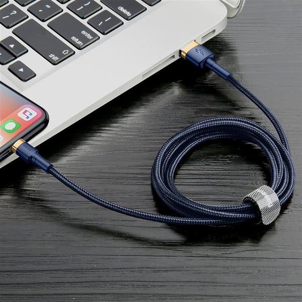 Baseus Cafule Cable wytrzymały nylonowy kabel przewód USB / Lightning QC3.0 1.5A 2M niebieski (CALKLF-CV3)-2200285
