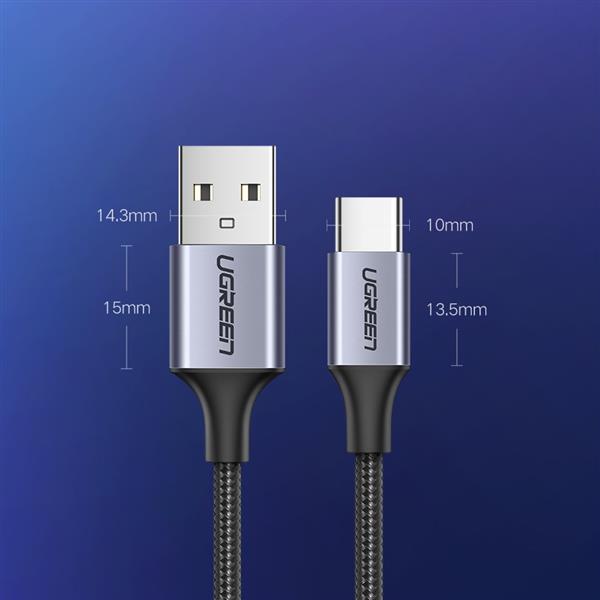 Ugreen kabel przewód USB - USB Typ C Quick Charge 3.0 3A 0,5m szary (60125)-3101391