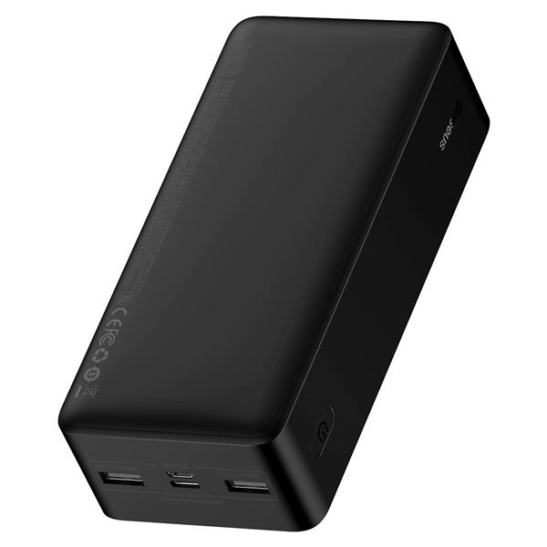 Baseus Bipow powerbank z wyświetlaczem 30000mAh 15W czarny (Overseas Edition) + kabel USB-A - Micro USB 0.25m czarny (PPBD050201)-2429339