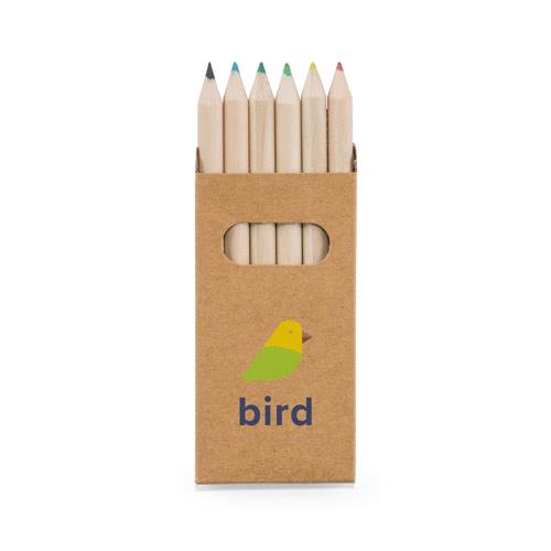 BIRD. Piórnik z 6 kolorowymi kredkami-2039557