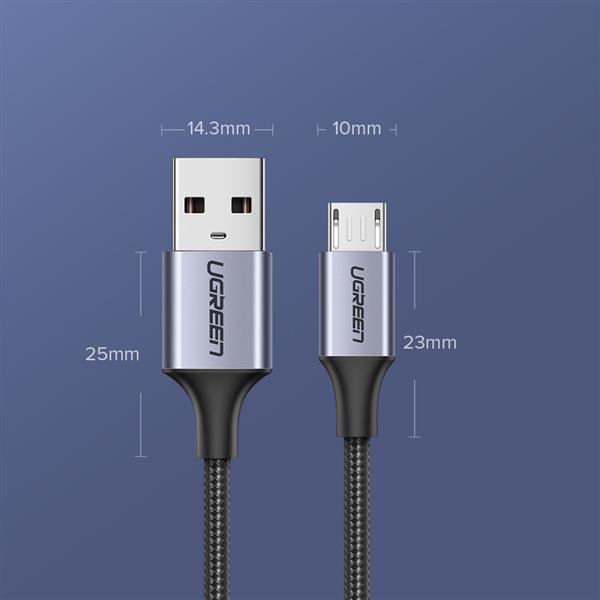 Ugreen kabel przewód USB - micro USB 0,5m szary (60145)-2150868
