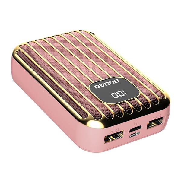 Dudao power bank 10000 mAh 2x USB / USB Typ C / micro USB 2 A z ekranem LED różowy (K11Pro-P)-2162557