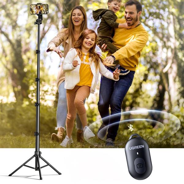 Selfie stick Ugreen LP680 ze stojakiem i pilotem Bluetooth 1.8m - czarny-3129175