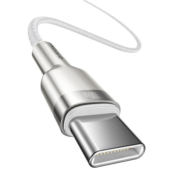 Baseus Cafule Metal Data kabel USB Typ C - USB Typ C 100 W (20 V / 5 A) Power Delivery 2 m biały (CATJK-D02)-2178941