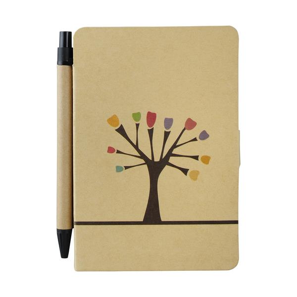 Notes 80x140/50k gładki Tree z długopisem, brązowy, beżowy-1670852