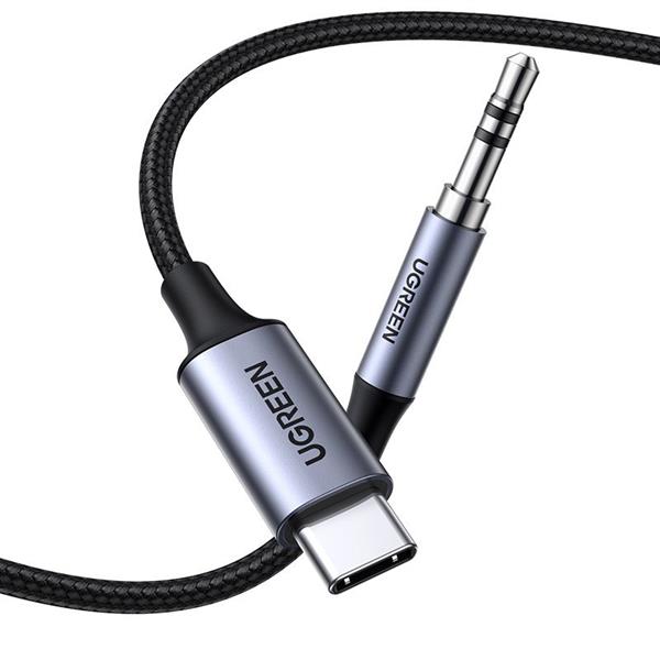 Ugreen kabel audio stereo AUX 3,5 mm mini jack - USB Typ C do telefonu tabletu 1m czarny (CM450 20192)-2184264