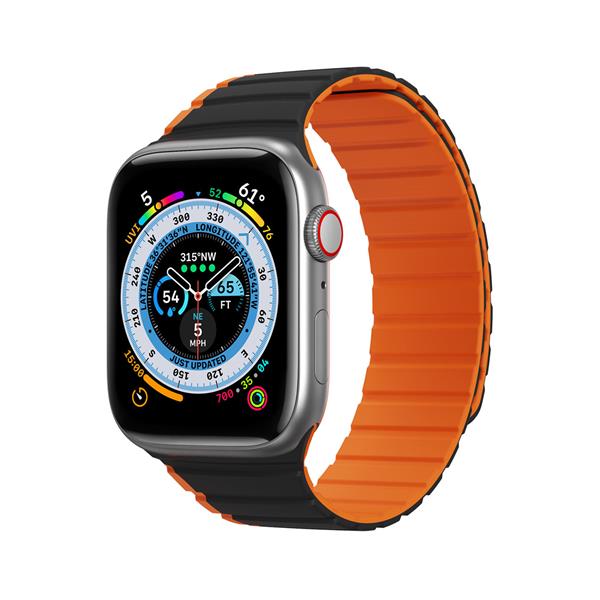 Magnetyczny pasek Apple Watch SE, 9, 8, 7, 6, 5, 4, 3, 2, 1 (41, 40, 38 mm) Dux Ducis Strap (LD Version) - czarno-pomarańczowy-3125344