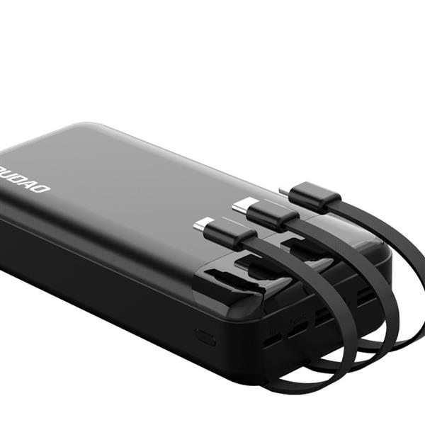 Dudao pojemny powerbank z 3 wbudowanymi kablami 20000mAh USB Typ C + micro USB + Lightning biały (Dudao K6Pro+)-2380662