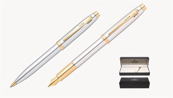 9340 Zestaw (pióro wieczne i długopis) Sheaffer kolekcja 100, chrom, wykończenia w kolorze złotym-3040235