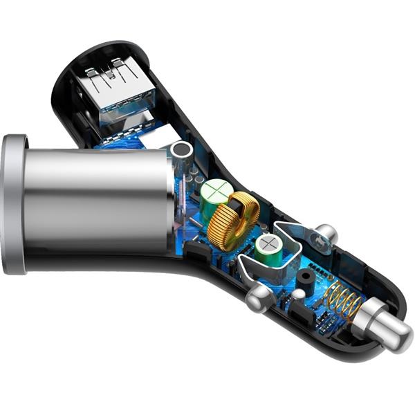 Baseus Y Type Car Charger ładowarka samochodowa 2x USB + gniazdo zapalniczki 3.4A czarny (CCALL-YX01)-2141761