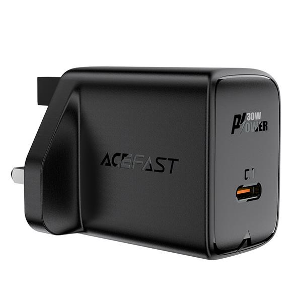 Acefast ładowarka sieciowa GaN (wtyczka UK) USB Typ C 30W, Power Delivery, PPS, Q3 3.0, AFC, FCP czarny (A24 UK black)-2380753