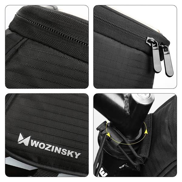 Wozinsky torba na telefon na ramę rowerową na ramę pokrowiec na telefon do 6,5 cala 1,5L czarny (WBB2BK)-2142344