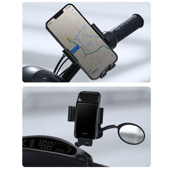 Baseus elektryczny rowerowy uchwyt na smartfon z wbudowanym panelem słonecznym 150mAh czarny (SUZG010001)-2382242
