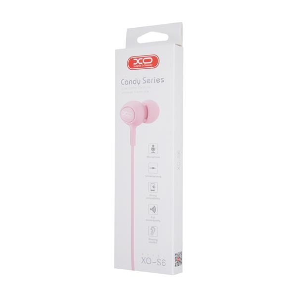 XO Słuchawki przewodowe S6 jack 3,5mm różowa-1580973