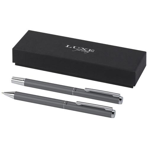 Lucetto zestaw upominkowy obejmujący długopis kulkowy z aluminium z recyklingu i pióro kulkowe-3090866