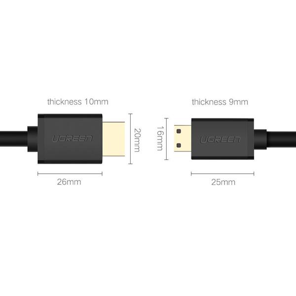 Ugreen kabel HDMI (męski) - mini HDMI (męski) 3D Ethernet ARC 1 m czarny (HD108 10195)-2169642